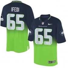 Men's Nike Seattle Seahawks #65 Germain Ifedi Elite Navy Green Fadeaway NFL Jersey