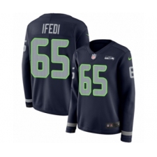 Women's Nike Seattle Seahawks #65 Germain Ifedi Limited Navy Blue Therma Long Sleeve NFL Jersey