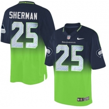 Men's Nike Seattle Seahawks #25 Richard Sherman Elite Navy/Green Fadeaway NFL Jersey