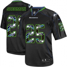 Men's Nike Seattle Seahawks #25 Richard Sherman Elite New Lights Out Black NFL Jersey