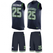 Men's Nike Seattle Seahawks #25 Richard Sherman Limited Steel Blue Tank Top Suit NFL Jersey