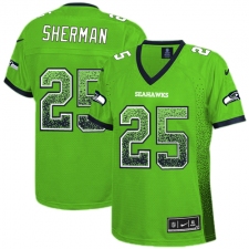 Women's Nike Seattle Seahawks #25 Richard Sherman Elite Green Drift Fashion NFL Jersey