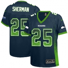 Women's Nike Seattle Seahawks #25 Richard Sherman Elite Navy Blue Drift Fashion NFL Jersey