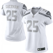 Women's Nike Seattle Seahawks #25 Richard Sherman Limited White Platinum NFL Jersey
