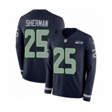 Youth Nike Seattle Seahawks #25 Richard Sherman Limited Navy Blue Therma Long Sleeve NFL Jersey