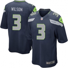 Men's Nike Seattle Seahawks #3 Russell Wilson Game Steel Blue Team Color NFL Jersey