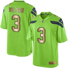 Men's Nike Seattle Seahawks #3 Russell Wilson Limited Green/Gold Rush NFL Jersey