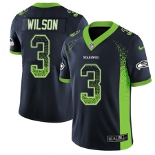 Men's Nike Seattle Seahawks #3 Russell Wilson Limited Navy Blue Rush Drift Fashion NFL Jersey