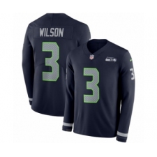 Men's Nike Seattle Seahawks #3 Russell Wilson Limited Navy Blue Therma Long Sleeve NFL Jersey