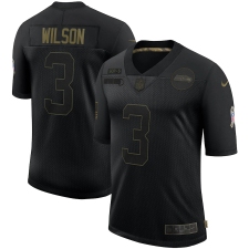 Men's Seattle Seahawks #3 Russell Wilson Black Nike 2020 Salute To Service Limited Jersey