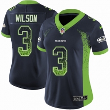 Women's Nike Seattle Seahawks #3 Russell Wilson Limited Navy Blue Rush Drift Fashion NFL Jersey