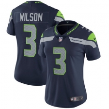 Women's Nike Seattle Seahawks #3 Russell Wilson Steel Blue Team Color Vapor Untouchable Limited Player NFL Jersey