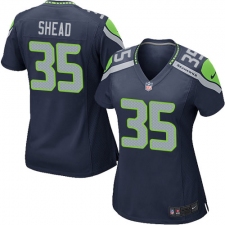 Women's Nike Seattle Seahawks #35 DeShawn Shead Game Steel Blue Team Color NFL Jersey