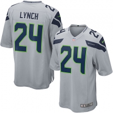 Men's Nike Seattle Seahawks #24 Marshawn Lynch Game Grey Alternate NFL Jersey
