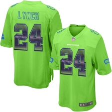 Men's Nike Seattle Seahawks #24 Marshawn Lynch Limited Green Strobe NFL Jersey