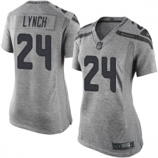 Women's Nike Seattle Seahawks #24 Marshawn Lynch Limited Gray Gridiron NFL Jersey