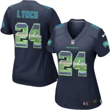 Women's Nike Seattle Seahawks #24 Marshawn Lynch Limited Navy Blue Strobe NFL Jersey