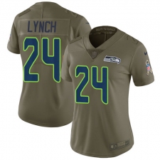 Women's Nike Seattle Seahawks #24 Marshawn Lynch Limited Olive 2017 Salute to Service NFL Jersey