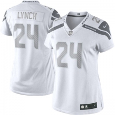 Women's Nike Seattle Seahawks #24 Marshawn Lynch Limited White Platinum NFL Jersey