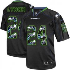 Youth Nike Seattle Seahawks #24 Marshawn Lynch Elite New Lights Out Black NFL Jersey