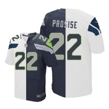 Men's Nike Seattle Seahawks #22 C. J. Prosise Elite Navy/White Split Fashion NFL Jersey