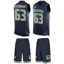 Men's Nike Seattle Seahawks #63 Mark Glowinski Limited Steel Blue Tank Top Suit NFL Jersey