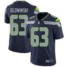 Men's Nike Seattle Seahawks #63 Mark Glowinski Steel Blue Team Color Vapor Untouchable Limited Player NFL Jersey