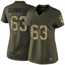 Women's Nike Seattle Seahawks #63 Mark Glowinski Elite Green Salute to Service NFL Jersey