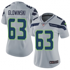 Women's Nike Seattle Seahawks #63 Mark Glowinski Elite Grey Alternate NFL Jersey