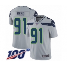 Men's Seattle Seahawks #91 Jarran Reed Grey Alternate Vapor Untouchable Limited Player 100th Season Football Jersey