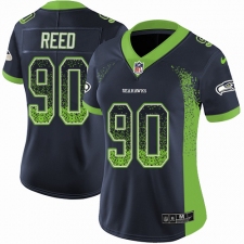 Women's Nike Seattle Seahawks #90 Jarran Reed Limited Navy Blue Rush Drift Fashion NFL Jersey