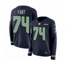 Women's Nike Seattle Seahawks #74 George Fant Limited Navy Blue Therma Long Sleeve NFL Jersey