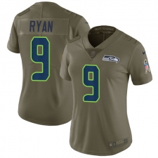 Women's Nike Seattle Seahawks #9 Jon Ryan Limited Olive 2017 Salute to Service NFL Jersey