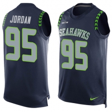Men's Nike Seattle Seahawks #95 Dion Jordan Limited Steel Blue Player Name & Number Tank Top NFL Jersey
