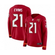 Women's Nike Tampa Bay Buccaneers #21 Justin Evans Limited Red Therma Long Sleeve NFL Jersey
