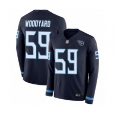 Men's Nike Tennessee Titans #59 Wesley Woodyard Limited Navy Blue Therma Long Sleeve NFL Jersey