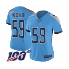 Women's Tennessee Titans #59 Wesley Woodyard Light Blue Alternate Vapor Untouchable Limited Player 100th Season Football Jersey