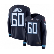 Women's Nike Tennessee Titans #60 Ben Jones Limited Navy Blue Therma Long Sleeve NFL Jersey