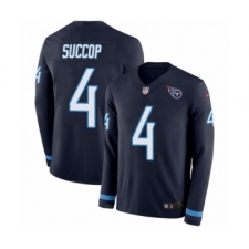 Men's Nike Tennessee Titans #4 Ryan Succop Limited Navy Blue Therma Long Sleeve NFL Jersey