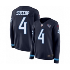 Women's Nike Tennessee Titans #4 Ryan Succop Limited Navy Blue Therma Long Sleeve NFL Jersey
