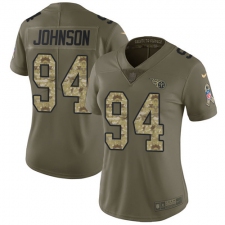 Women's Nike Tennessee Titans #94 Austin Johnson Limited Olive/Camo 2017 Salute to Service NFL Jersey