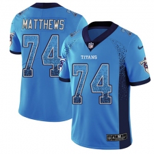 Men's Nike Tennessee Titans #74 Bruce Matthews Limited Blue Rush Drift Fashion NFL Jersey