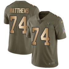 Men's Nike Tennessee Titans #74 Bruce Matthews Limited Olive/Gold 2017 Salute to Service NFL Jersey
