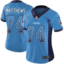 Women's Nike Tennessee Titans #74 Bruce Matthews Limited Blue Rush Drift Fashion NFL Jersey