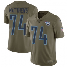 Youth Nike Tennessee Titans #74 Bruce Matthews Limited Olive 2017 Salute to Service NFL Jersey
