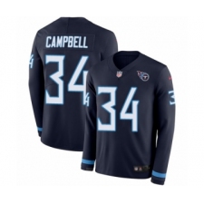 Men's Nike Tennessee Titans #34 Earl Campbell Limited Navy Blue Therma Long Sleeve NFL Jersey