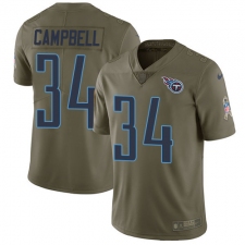 Men's Nike Tennessee Titans #34 Earl Campbell Limited Olive 2017 Salute to Service NFL Jersey