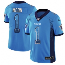 Men's Nike Tennessee Titans #1 Warren Moon Limited Blue Rush Drift Fashion NFL Jersey