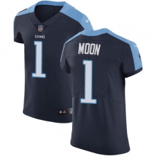 Men's Nike Tennessee Titans #1 Warren Moon Navy Blue Alternate Vapor Untouchable Elite Player NFL Jersey