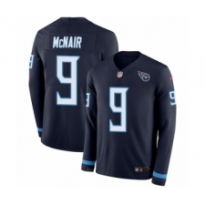 Men's Nike Tennessee Titans #9 Steve McNair Limited Navy Blue Therma Long Sleeve NFL Jersey
